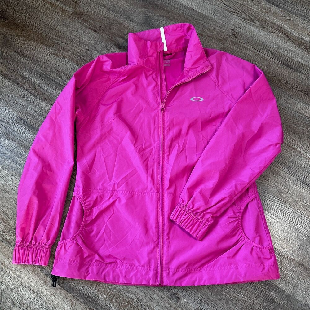 Oakley Womens Medium Windbreaker Jacket Hot Pink Full Zip Outdoor